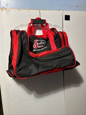 Justin Boots Black and Red Duffel Tote